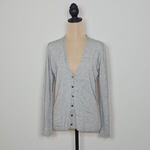 Tommy Bahama Womens Gray V Neck Button Front Cardigan Sweater Size S
